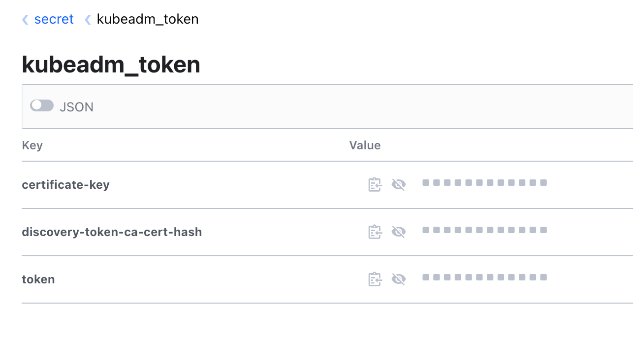 Vault UI - KubeADM Token