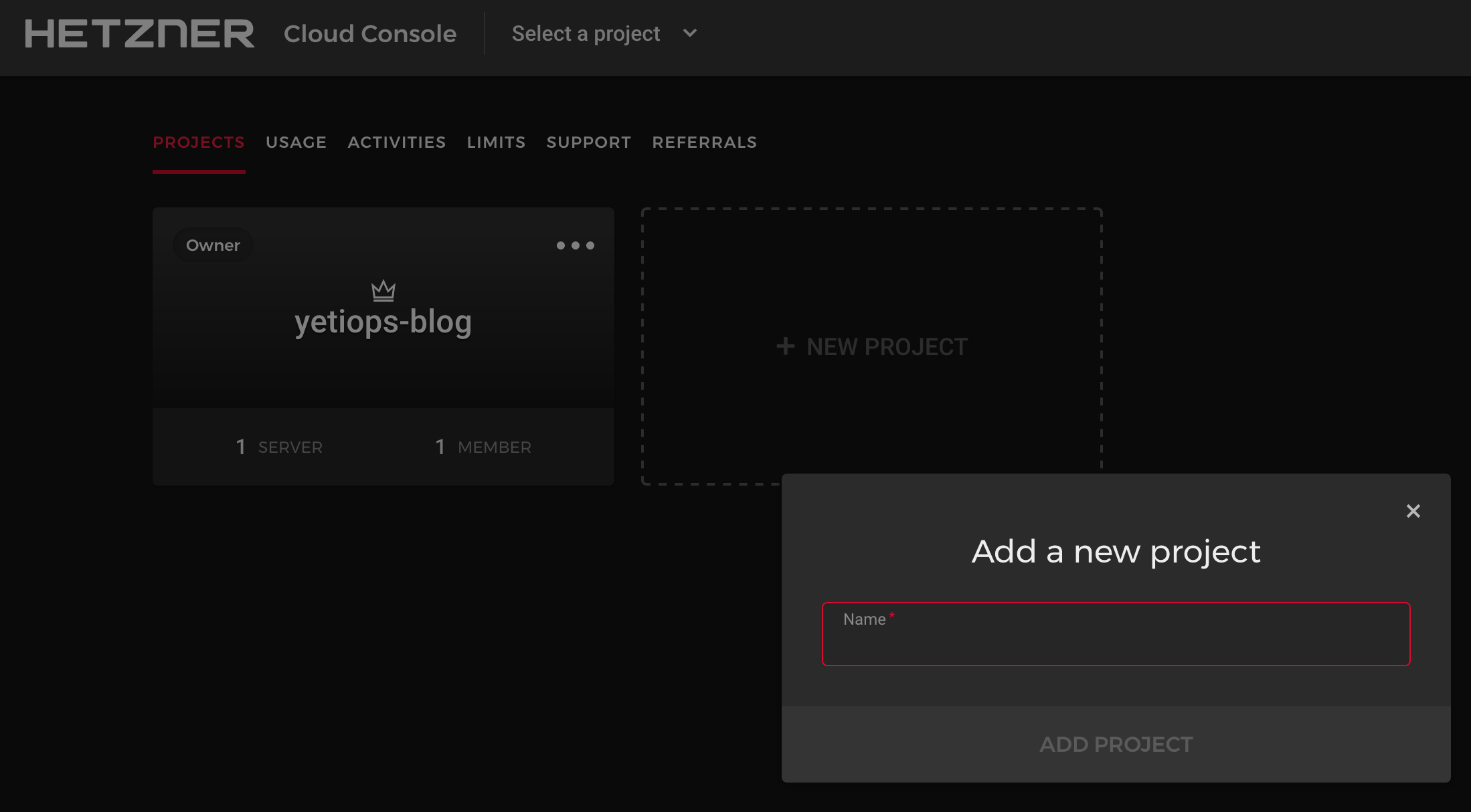 Add new project - name