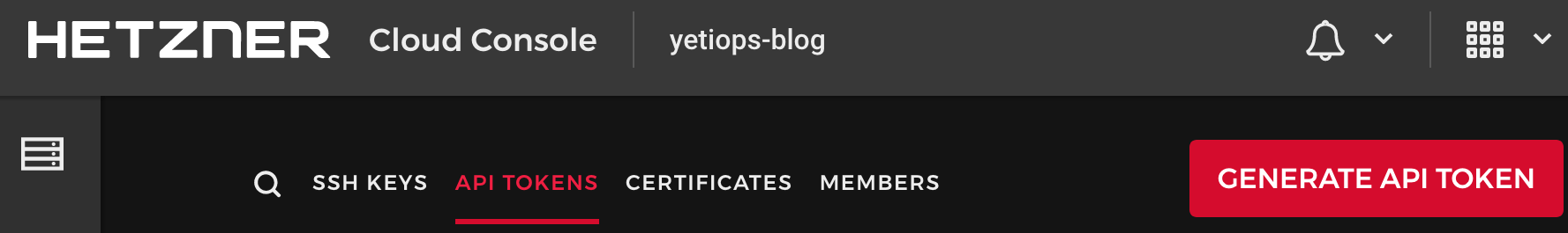 Hetzner Cloud - Generate API Key