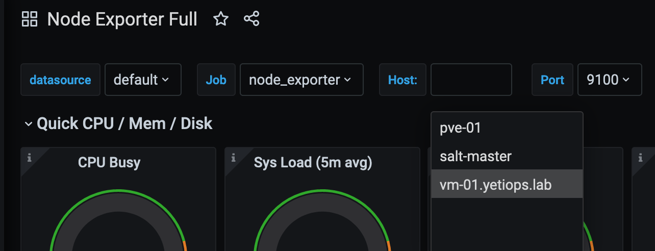 Proxmox - Grafana Node Exporter Full Dashboard - Instance List