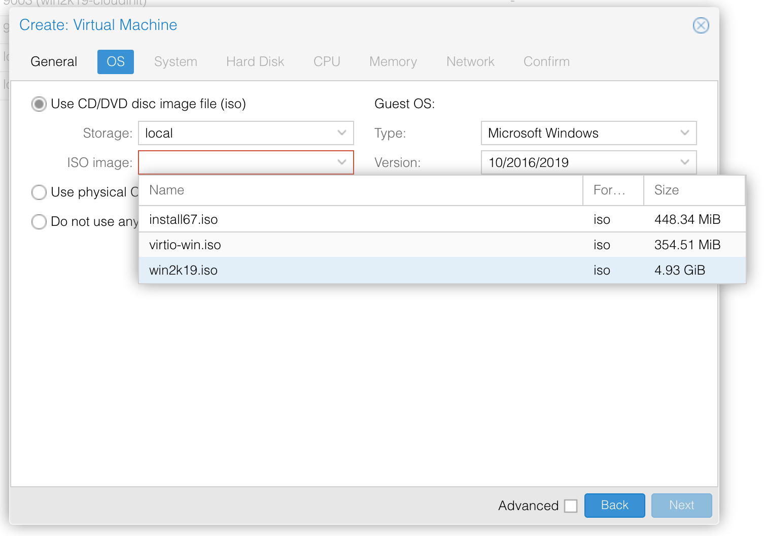 proxmox win create vm os