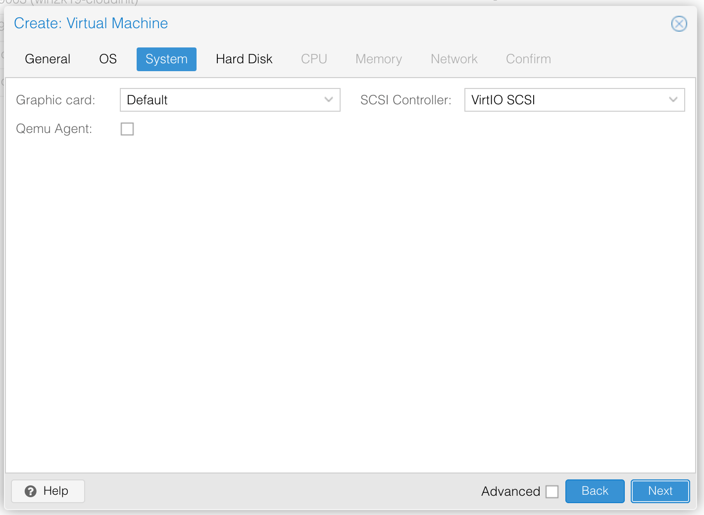 proxmox win create vm system
