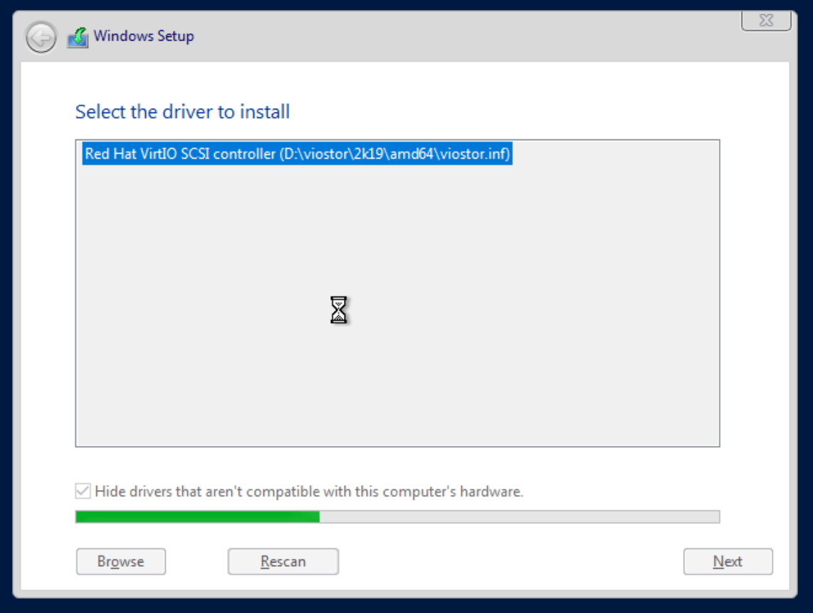 proxmox win install vm select driver