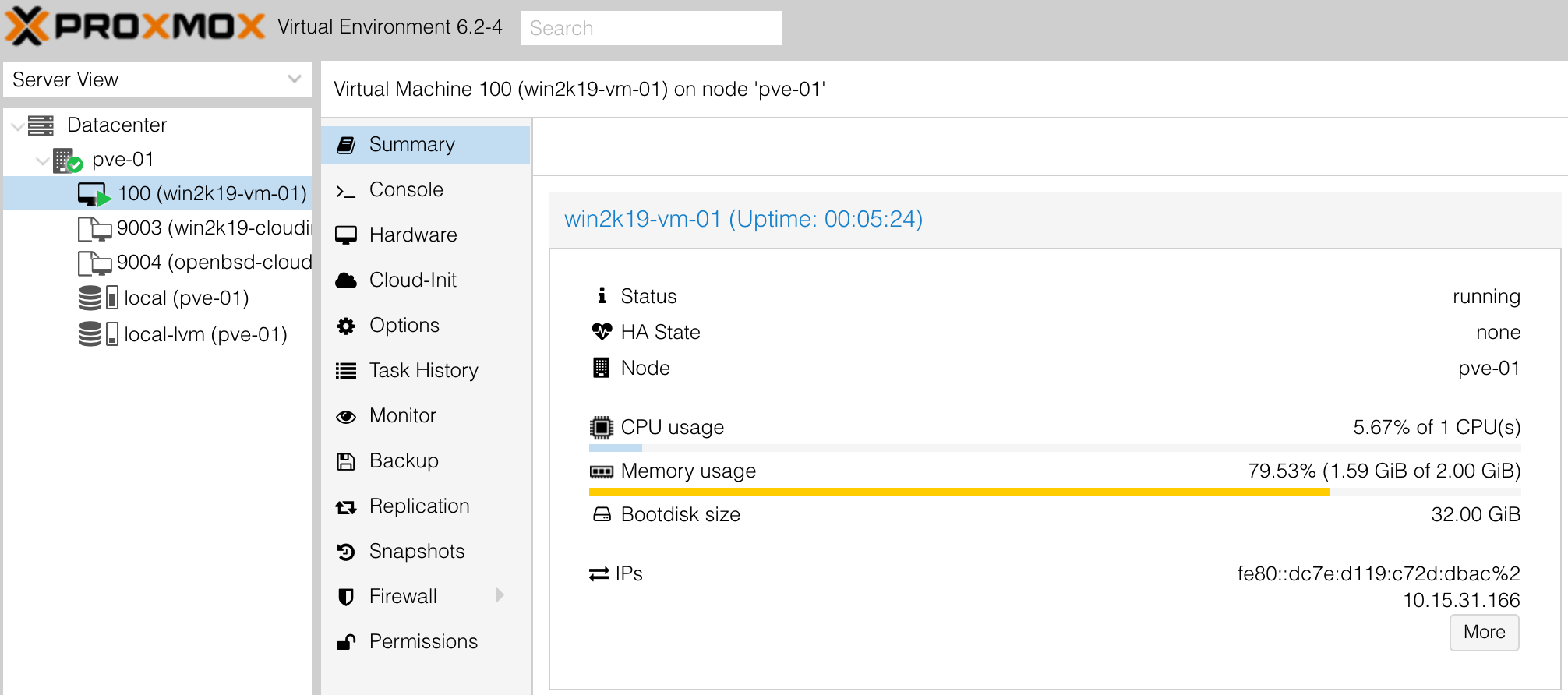 Proxmox Terraform Windows Instance created