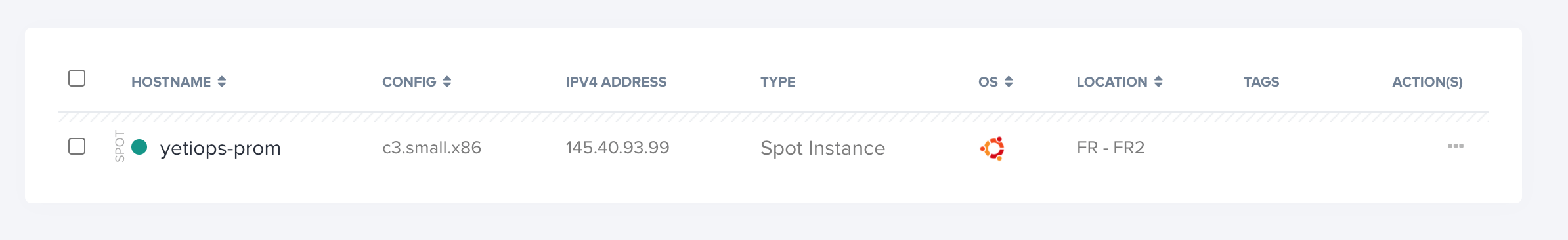 Equinix Metal Server - Equinix Metal Console